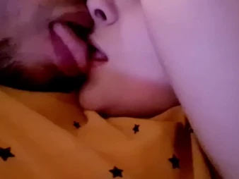 Carlahott waits eagerly be advisable for her step-dad to return & smooches him in her pj's