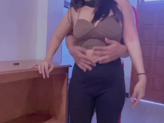 Insatiable Desi Aunty gets become popular in a gas degraded office during work noonday with an increment of takes a real homemade prank