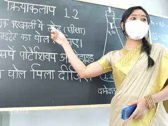 Saanvi Bahl teaches her partisan no matter how involving plow in Class apartment - Hindi Desi Stage production